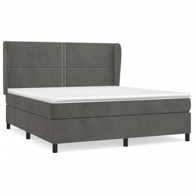 vidaXL Κρεβάτι Boxspring με Στρώμα Σκούρο Γκρι 160x200 εκ. Βελούδινο