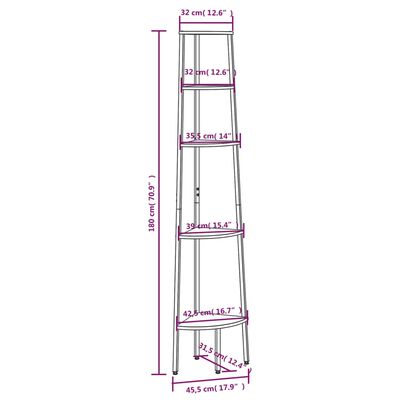 vidaXL Ραφιέρα Γωνιακή 5 Επίπεδων Μαύρη 45,5 x 31,5 x 180 εκ.