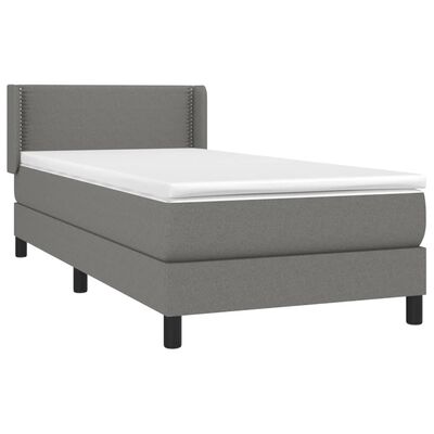 vidaXL Κρεβάτι Boxspring με Στρώμα Σκούρο Γκρι 100x200 εκ. Υφασμάτινο