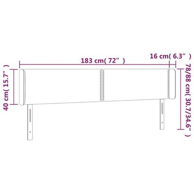 vidaXL Κεφαλάρι Κρεβατιού LED Ανοιχτό Γκρι 183x16x78/88 εκ. Υφασμάτινο