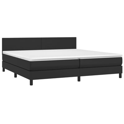 vidaXL Κρεβάτι Boxspring με Στρώμα Μαύρο 200x200 εκ. Συνθετικό Δέρμα