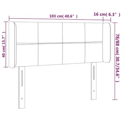 vidaXL Κεφαλάρι Κρεβατιού LED Ανοιχτό Γκρι 103x16x78/88 εκ. Βελούδινο