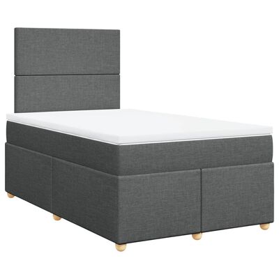 vidaXL Κρεβάτι Boxspring με Στρώμα Σκούρο Γκρι 120x190 εκ Υφασμάτινο