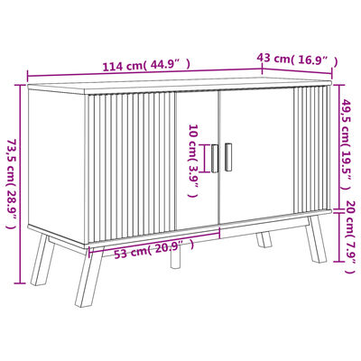 vidaXL Μπουφές OLDEN Γκρι & Καφέ 114x43x73,5 εκ. από Μασίφ Ξύλο Πεύκου