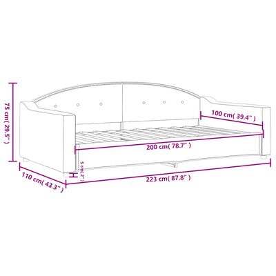 vidaXL Καναπές Κρεβάτι Σκούρο Γκρι 100x200 εκ. Υφασμάτινος