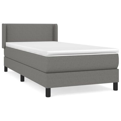 vidaXL Κρεβάτι Boxspring με Στρώμα Σκούρο Γκρι 100x200 εκ. Υφασμάτινο