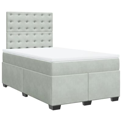 vidaXL Κρεβάτι Boxspring με Στρώμα Ανοιχτό Γκρι 120x200 εκ. Βελούδινο