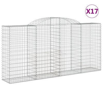 vidaXL Συρματοκιβώτια Τοξωτά 17 τεμ. 300x50x140/160 εκ. Γαλβαν. Ατσάλι