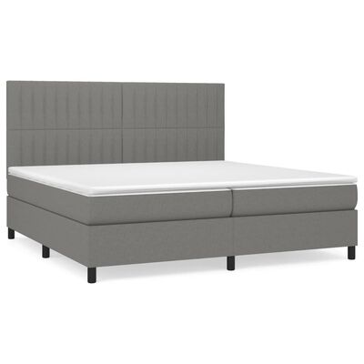 vidaXL Κρεβάτι Boxspring με Στρώμα Σκούρο Γκρι 200x200 εκ. Υφασμάτινο