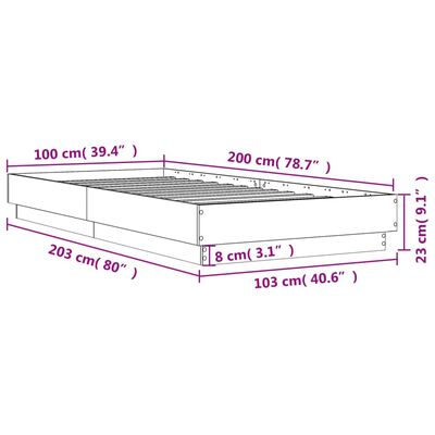 vidaXL Πλαίσιο Κρεβατιού με λυχνίες LED Sonoma δρυς 100x200 εκ.