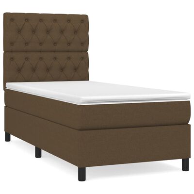 vidaXL Κρεβάτι Boxspring με Στρώμα Σκούρο Καφέ 80x200 εκ. Υφασμάτινο