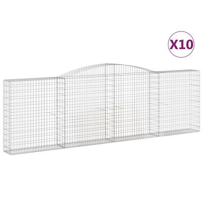 vidaXL Συρματοκιβώτια Τοξωτά 10 τεμ. 400x30x120/140 εκ. Γαλβαν. Ατσάλι