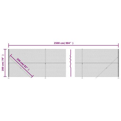 vidaXL Συρματόπλεγμα Περίφραξης Ασημί 2 x 25 μ. με Βάσεις Φλάντζα