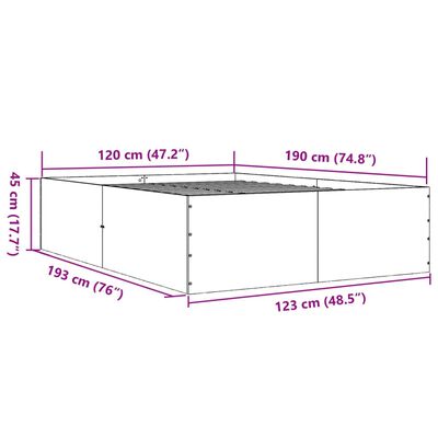 vidaXL Πλαίσιο Κρεβατιού Καπνιστή Δρυς 120x190 εκ. Επεξεργασμένο Ξύλο