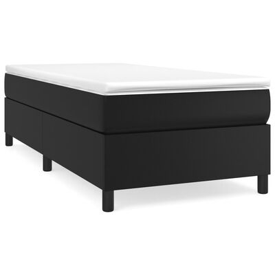 vidaXL Κρεβάτι Boxspring με Στρώμα Μαύρο 90x190εκ. από Συνθετικό Δέρμα