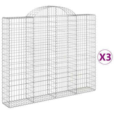 vidaXL Συρματοκιβώτια Τοξωτά 3 τεμ. 200x30x160/180 εκ. Γαλβαν. Ατσάλι