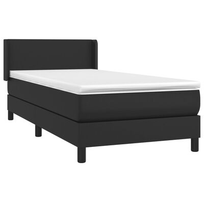 vidaXL Κρεβάτι Boxspring με Στρώμα Μαύρο 90x200εκ. από Συνθετικό Δέρμα