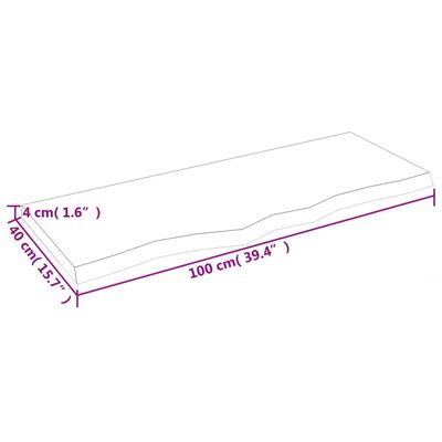 vidaXL Ράφι Τοίχου 100x40x(2-4) εκ. από Ακατέργαστο Μασίφ Ξύλο Δρυός