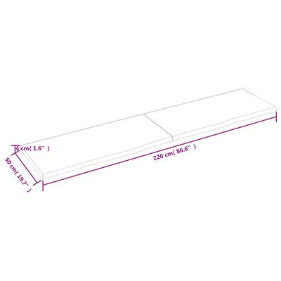 vidaXL Πάγκος Μπάνιου Σκούρο Καφέ 220x50x(2-4) εκ. Επεξεργ. Μασίφ Ξύλο