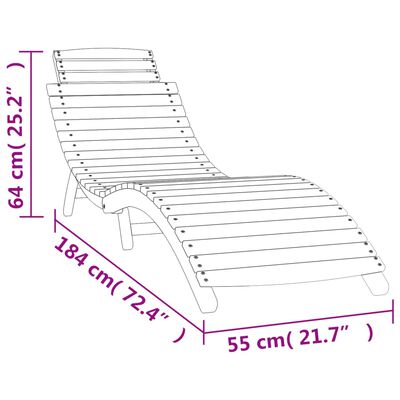 vidaXL Ξαπλώστρα Λευκή 184 x 55 x 64 εκ. από Μασίφ Ξύλο Ακακίας