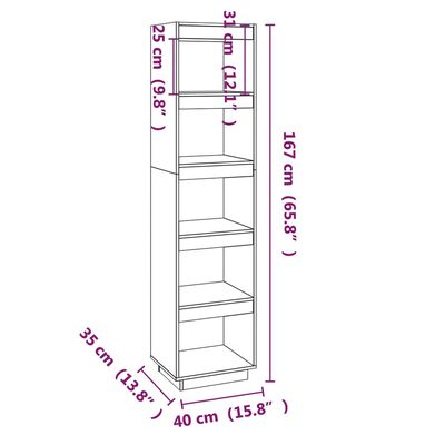 vidaXL Βιβλιοθήκη/Διαχωριστικό Χώρου Μελί 40x35x167 εκ. Μασίφ Πεύκο