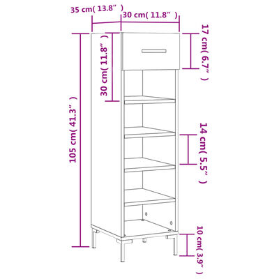 vidaXL Παπουτσοθήκη Γκρι Sonoma 30x35x105 εκ. από Επεξεργασμένο Ξύλο