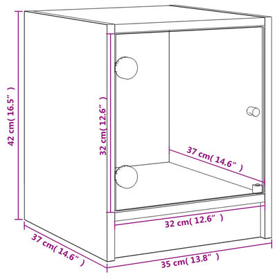 vidaXL Κομοδίνα με Γυάλινες Πόρτες 2 τεμ. Λευκά 35x37x42 εκ.