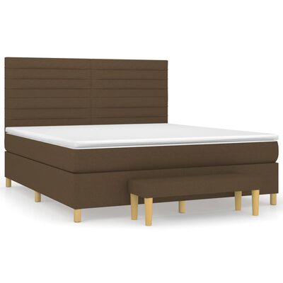 vidaXL Κρεβάτι Boxspring με Στρώμα Σκούρο Καφέ 180x200 εκ Υφασμάτινο