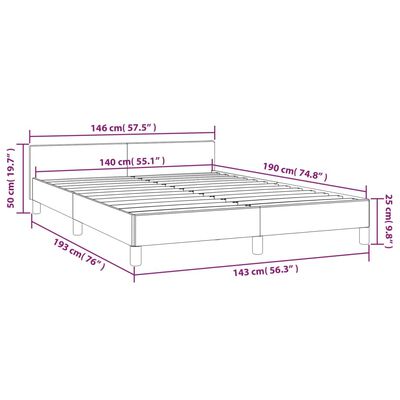 vidaXL Πλαίσιο Κρεβατιού με Κεφαλάρι Γκρι 140x190εκ. Συνθετικό Δέρμα