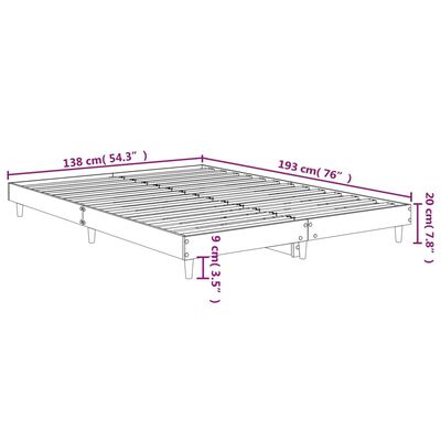 vidaXL Πλαίσιο Κρεβατιού Καφέ Δρυς 135x190 εκ. Επεξεργασμένο Ξύλο