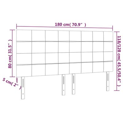 vidaXL Κεφαλάρι Κρεβατιού LED Ανοιχτό Γκρι 180x5x118/128 εκ. Βελούδινο