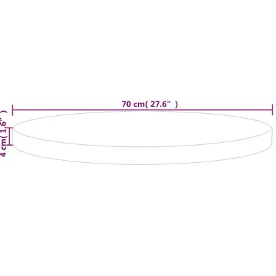 vidaXL Επιφάνεια Τραπεζιού Στρογγυλή Ø70x4 εκ. Μασίφ Ξύλο Δρυς