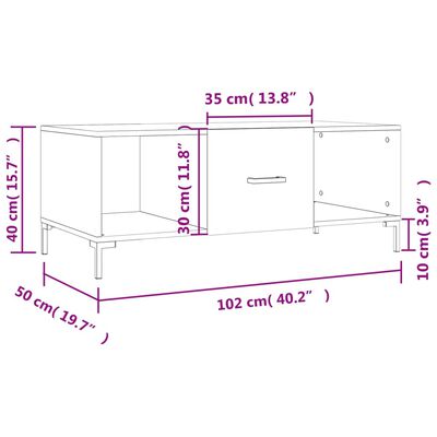 vidaXL Τραπεζάκι Σαλονιού Λευκό 102x50x40 εκ. από Επεξεργασμένο Ξύλο