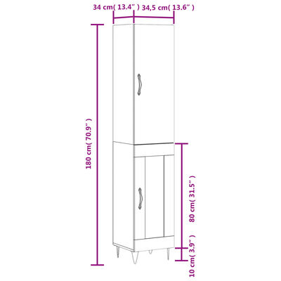 vidaXL Ντουλάπι Καπνιστή δρυς 34,5x34x180 εκ. από Επεξεργασμένο Ξύλο