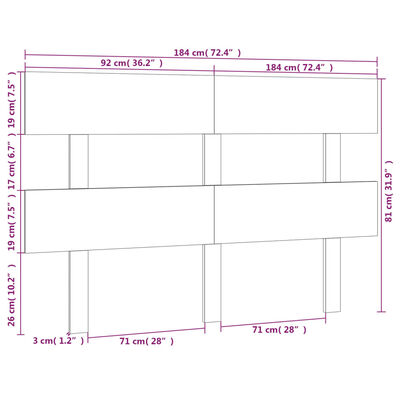 vidaXL Κεφαλάρι Κρεβατιού Λευκό 184 x 3 x 81 εκ. Μασίφ Ξύλο Πεύκου