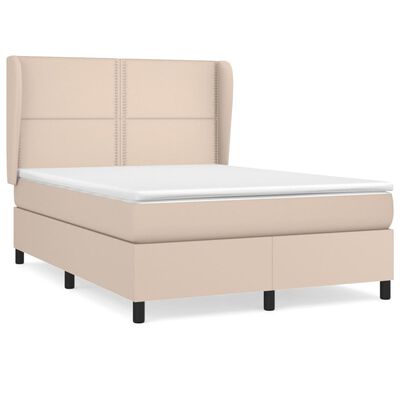 vidaXL Κρεβάτι Boxspring με Στρώμα Καπουτσίνο 140x200εκ.από Συνθ.Δέρμα