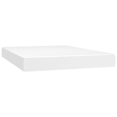 vidaXL Κρεβάτι Boxspring με Στρώμα Λευκό 140x200εκ.από Συνθετικό Δέρμα