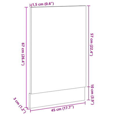 vidaXL Πρόσοψη Πλυντηρίου Πιάτων Sonoma Δρυς 45x3x67 εκ. Μοριοσανίδα