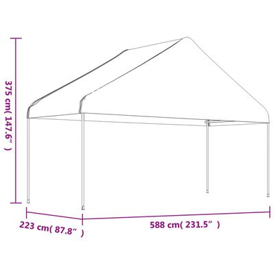 vidaXL Κιόσκι με Τέντα Λευκό 6,69 x 5,88 x 3,75 μ. από Πολυαιθυλένιο