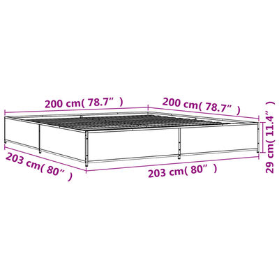 vidaXL Πλαίσιο Κρεβατιού Καπνιστή Δρυς 200x200εκ. Επεξ. Ξύλο & Μέταλλο