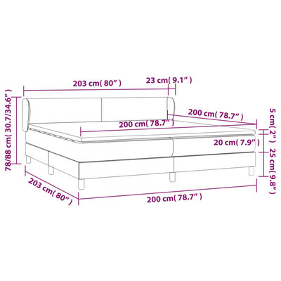 vidaXL Κρεβάτι Boxspring με Στρώμα Σκούρο Γκρι 200x200 εκ. Βελούδινο