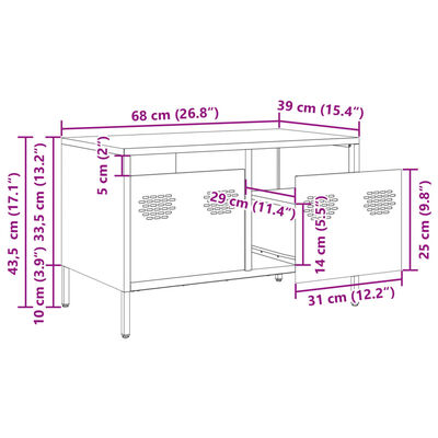 vidaXL Έπιπλο Τηλεόρασης Ανθρακί 68x39x43,5 εκ. Ατσάλι Ψυχρής Έλασης