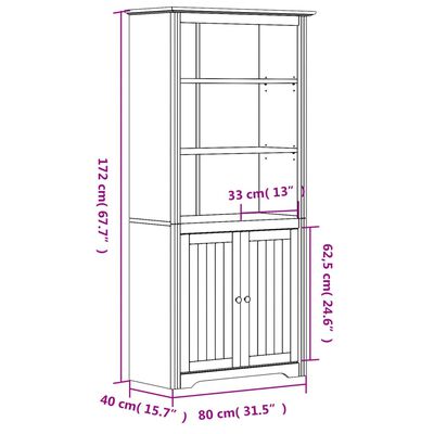 vidaXL Βιβλιοθήκη BODO Γκρι 82x40x173 εκ. από Μασίφ Ξύλο Πεύκου