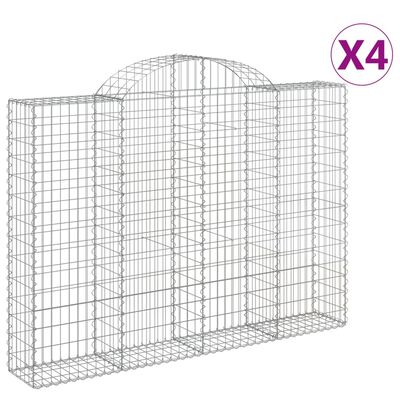 vidaXL Συρματοκιβώτια Τοξωτά 4 τεμ. 200x30x140/160 εκ. Γαλβαν. Ατσάλι