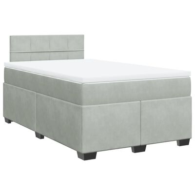 vidaXL Κρεβάτι Boxspring με Στρώμα Ανοιχτό Γκρι 120x190 εκ. Βελούδινο