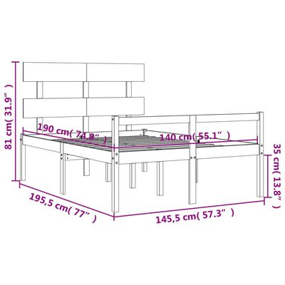 vidaXL Κρεβάτι Ηλικιωμένου με Κεφαλάρι 140 x 190 εκ. από Μασίφ Ξύλο