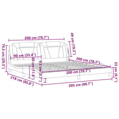 vidaXL Πλαίσιο Κρεβατιού με Κεφαλάρι Λευκό 200x200 εκ. Συνθετικό Δέρμα