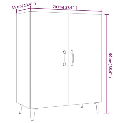 vidaXL Ντουλάπι Γυαλιστερό Λευκό 70 x 34 x 90 εκ. Επεξεργασμένο Ξύλο