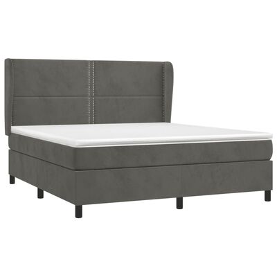 vidaXL Κρεβάτι Boxspring με Στρώμα Σκούρο Γκρι 160x200 εκ. Βελούδινο