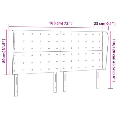 vidaXL Κεφαλάρι με Πτερύγια Μαύρο 183x23x118/128 εκ.Συνθ. Δέρμα